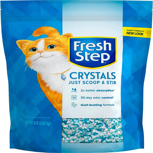 Fresh Step Crystals, Premium Cat Litter, Scented, 16 Pounds (2 Pack of 8 Lb Bags)