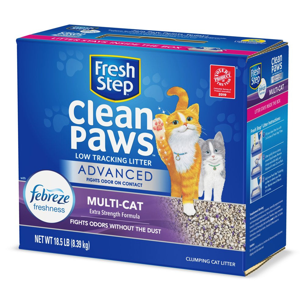 Fresh Step Advanced Clean Paws Clumping Cat Litter, Low Tracking, Odor Control, 18.5 Lb Animals & Pet Supplies > Pet Supplies > Cat Supplies > Cat Litter The Clorox Company   