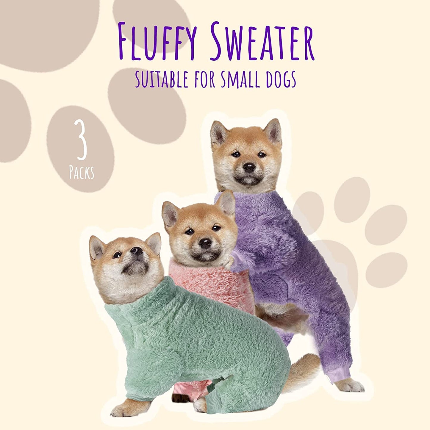 3 Pieces Dog Pajamas for Small Dogs Puppy Clothes Winter Coats for Dogs Elastic Pajamas for Dogs Fluffy Dog Jumpsuit High Collar Dog Fleece Sweater 4 Legs Dog Bodysuit for Small Dogs (M) Animals & Pet Supplies > Pet Supplies > Dog Supplies > Dog Apparel Reginary   