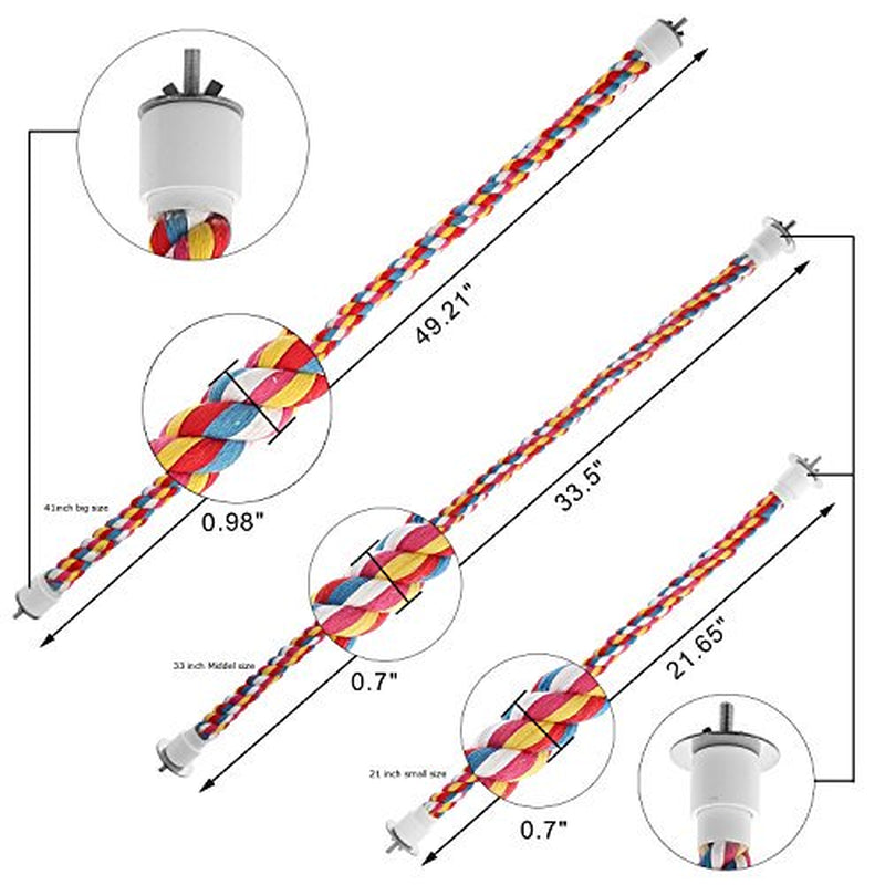 Jusney Bird Rope Perches,Parrot Toys 33 Inches Rope Bungee Bird Toy (33 Inches)[1 Pack] Animals & Pet Supplies > Pet Supplies > Bird Supplies > Bird Toys Jusney   