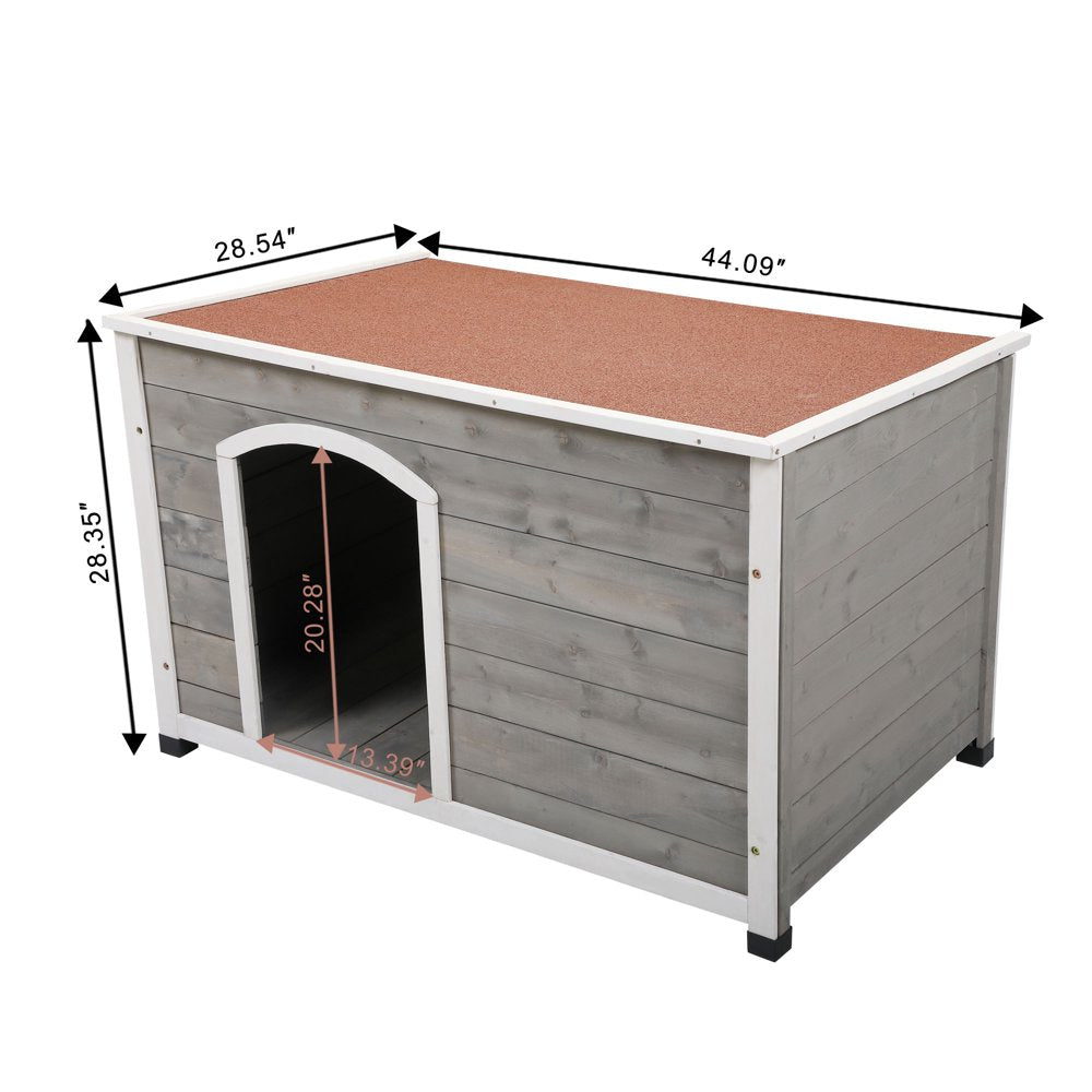 JIRTEMOT 44” Wooden Dog House with Hinges with Openable Asphalt Roof & Removable Floor, Gray Animals & Pet Supplies > Pet Supplies > Dog Supplies > Dog Houses JIRTEMOT   
