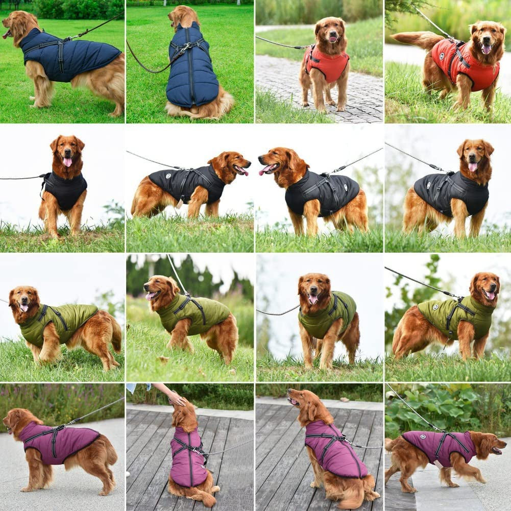 Gyuzh Dog Coat with Harness Winter Dog Coat Fleece Dog Jacket Waterproof Dog Coat Zipper Dog Jacket Puppy Coat Small Dog Clothes Dog Coat with Reflective Harness for Smal Medium Large Dogs Animals & Pet Supplies > Pet Supplies > Dog Supplies > Dog Apparel Gyuzh   