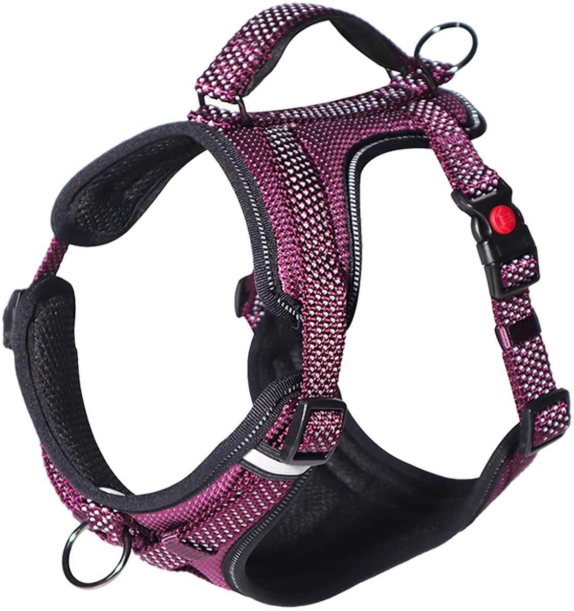 LOS ANDES Ultra-Reflective Dog Harness No Pull Adjustable Pet Harness with Front Clip, Safe Dog Vest with Handle, Easy Control Harness for Small Medium Large Dogs Animals & Pet Supplies > Pet Supplies > Dog Supplies > Dog Apparel LOS ANDES Purple M for medium dog(chest:22-27") 