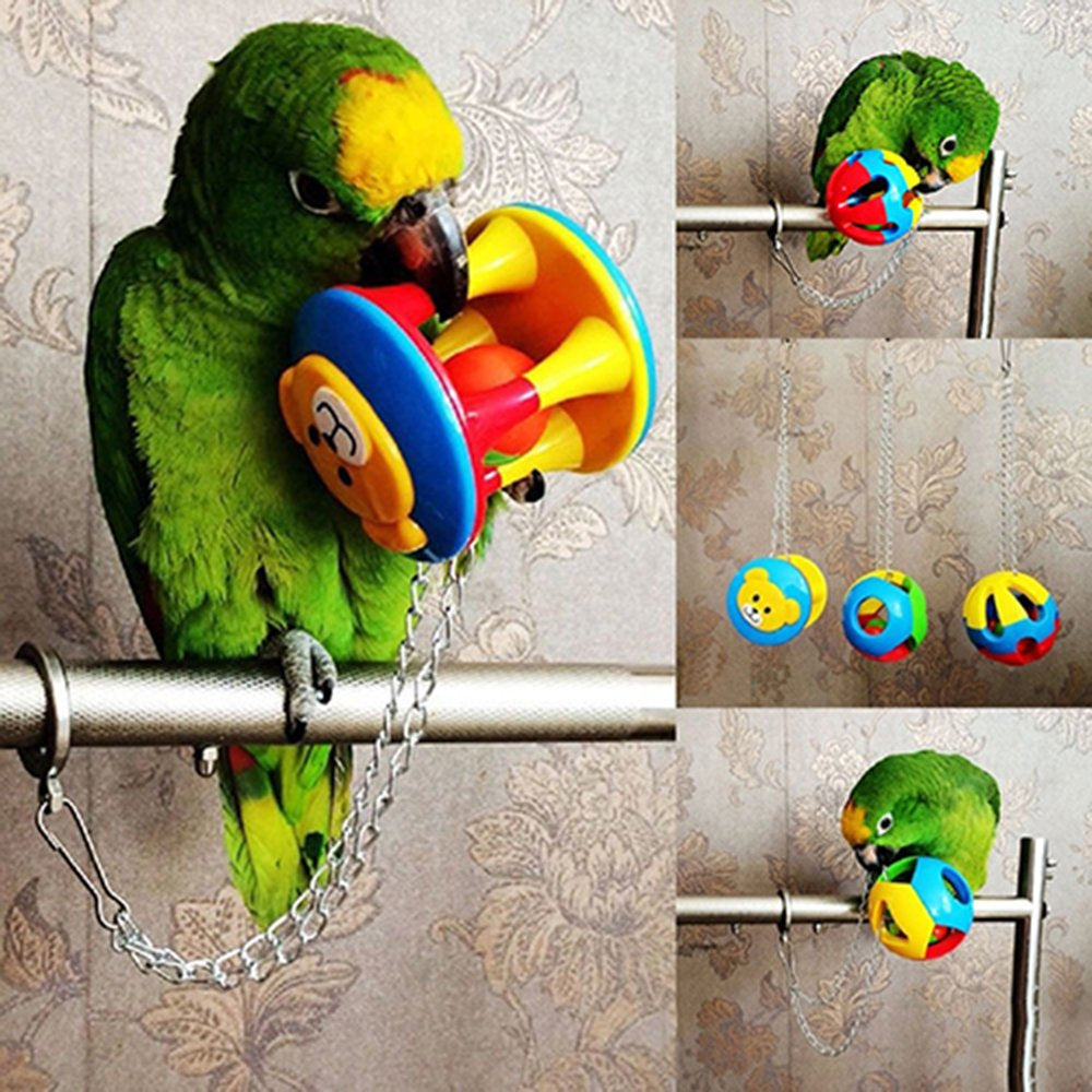 SPRING PARK Bird Toys for Large Birds Parrot Plastic Chew Ball Chain Cage Bite Toys African Grey Macaws Cockatoos Animals & Pet Supplies > Pet Supplies > Bird Supplies > Bird Toys SPRING PARK   