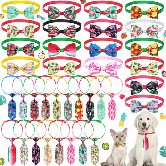 36 Pieces Summer Dog Bow Tie Collar Include 18 Pieces Adjustable Pet Neck Ties and 18 Pieces Dog Bow Ties Collars in Hawaii Summer Style for Dogs Cats Casual Wearing (Fresh Patterns) Animals & Pet Supplies > Pet Supplies > Dog Supplies > Dog Apparel Weewooday Fresh Patterns  