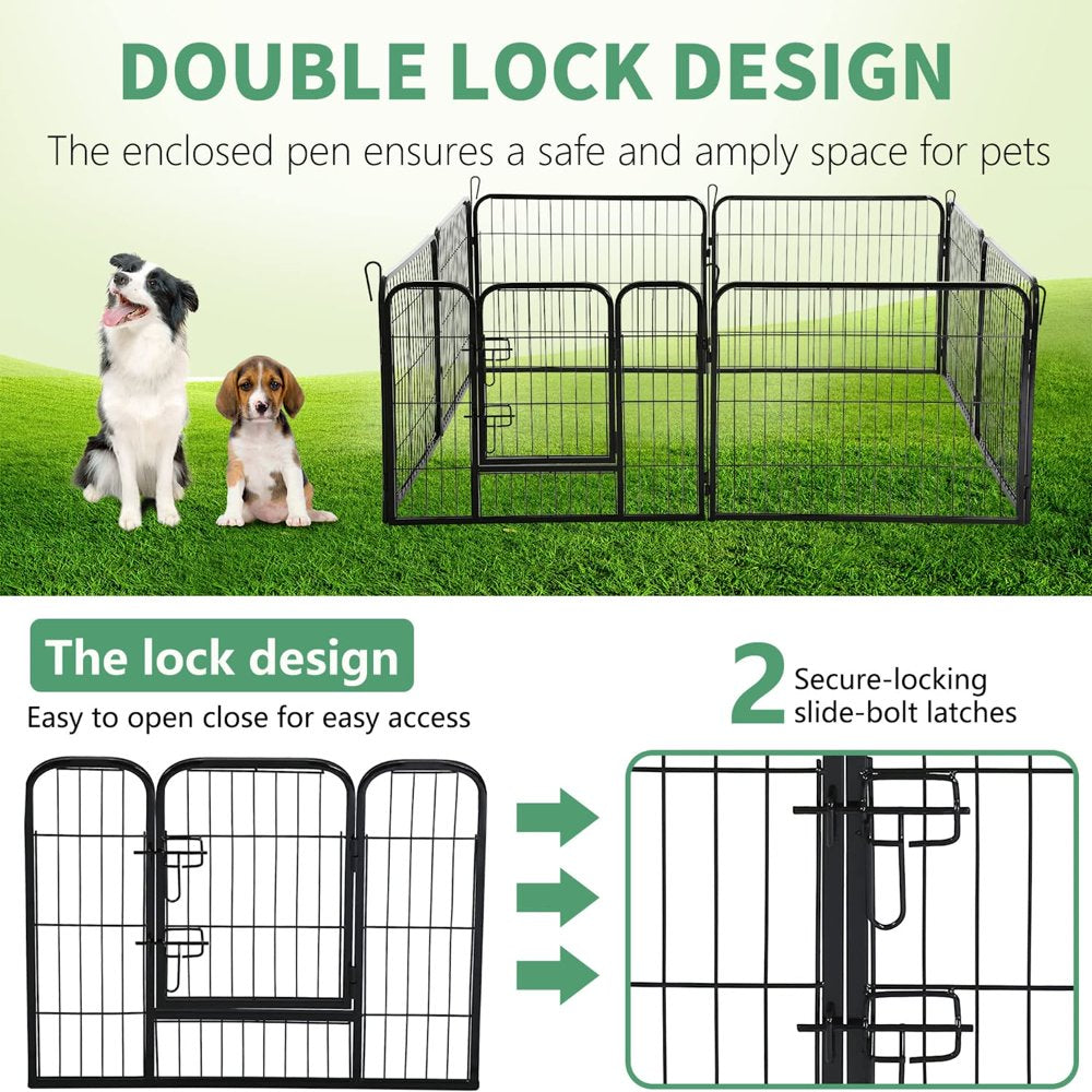 GPED Dog Playpen, 8 Panels 24 Inch-High Dog Pen Outdoor Indoor Dog Fence Heavy Duty Metal Tall Exercise Puppy Pen Kennel Gate for Large/Medium/Small Dogs to the Yard RV Camping, Black Animals & Pet Supplies > Pet Supplies > Dog Supplies > Dog Kennels & Runs GPED   