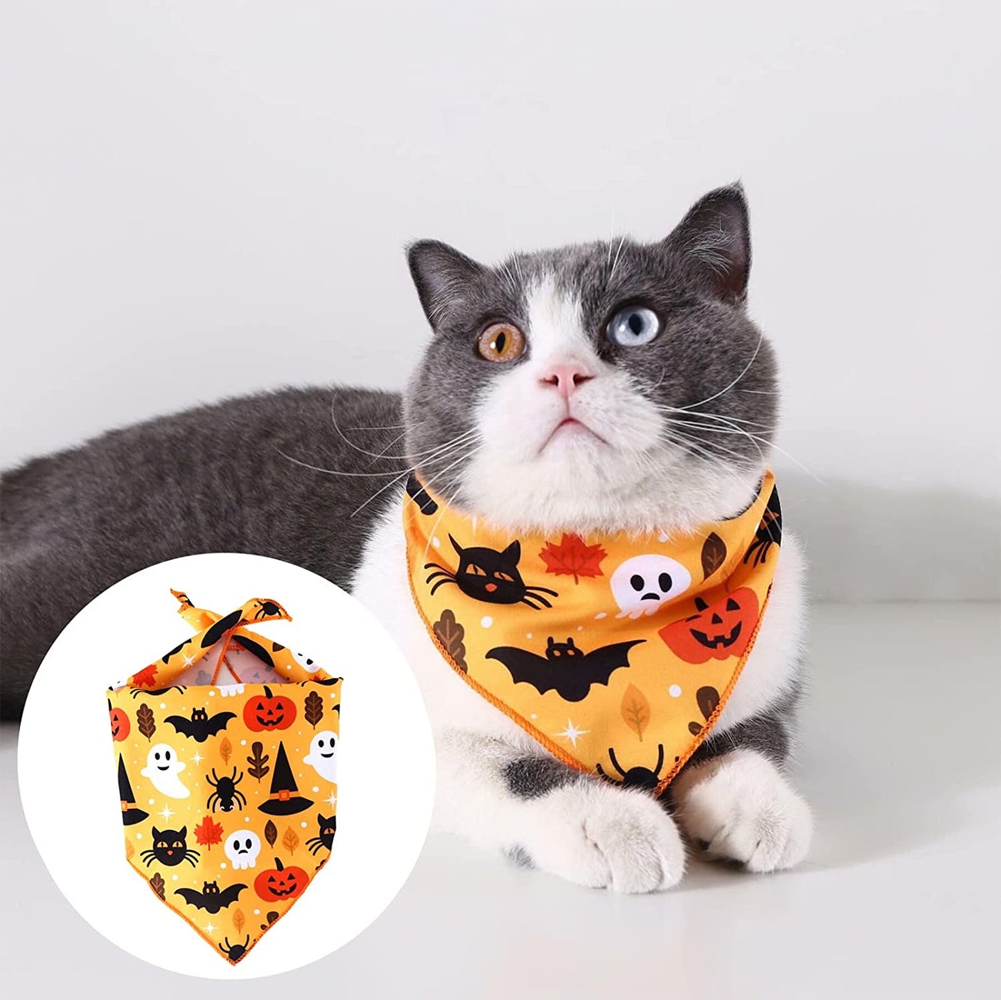 Dog Bandanas Dog Scarf Kerchief Dog Bibs Washable Halloween Pet Towel Triangle Scarf Pet Cat Dog Printed Halloween Party Towel Party Scarf Adjustable for Small to Large Dogs Cats (Yellow, S) Animals & Pet Supplies > Pet Supplies > Dog Supplies > Dog Apparel Generic   