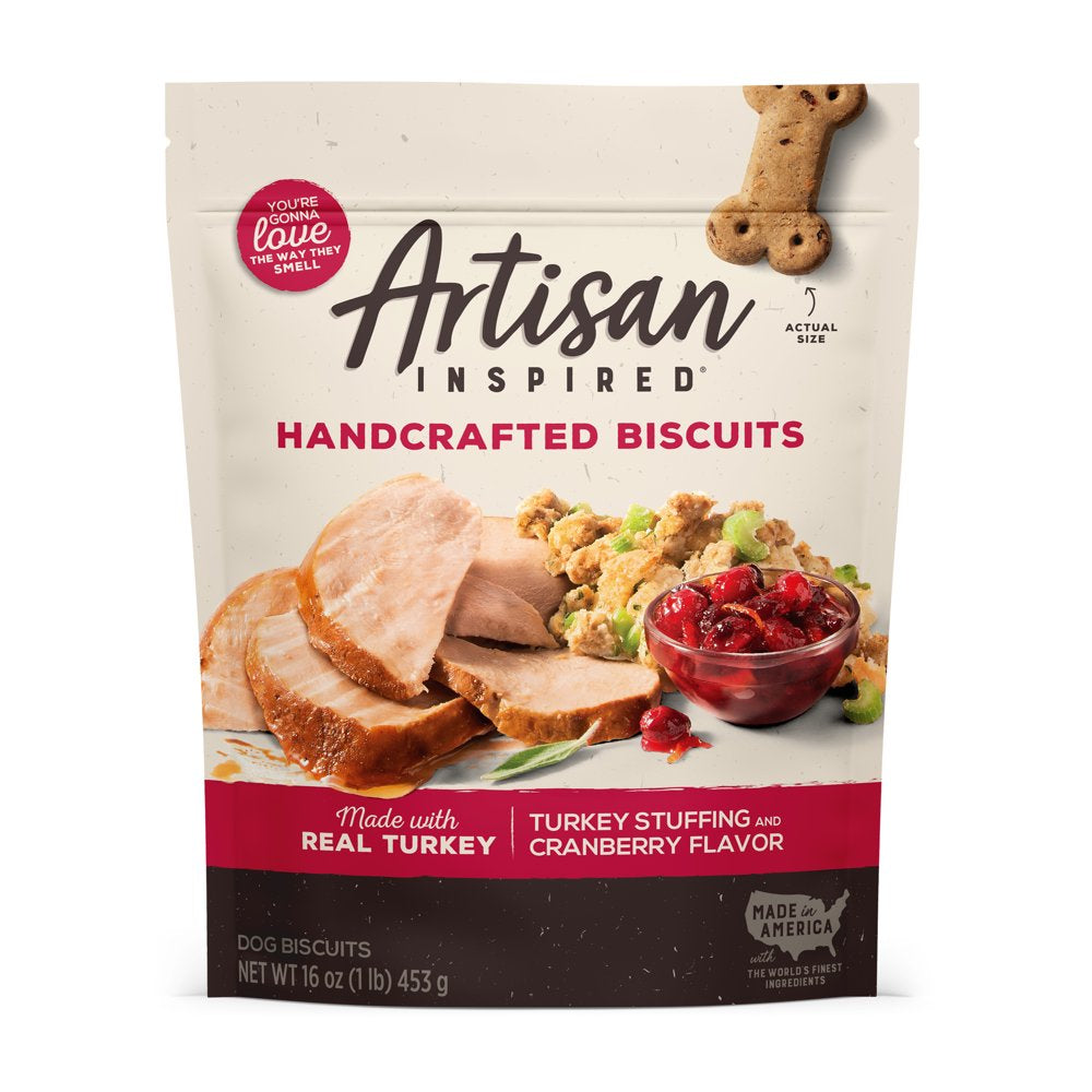 Artisan Inspired Turkey Stuffing & Cranberry Flavor Biscuits Dog Treats, 16Oz Bag Animals & Pet Supplies > Pet Supplies > Dog Supplies > Dog Treats American Pet Nutritionâ¢   