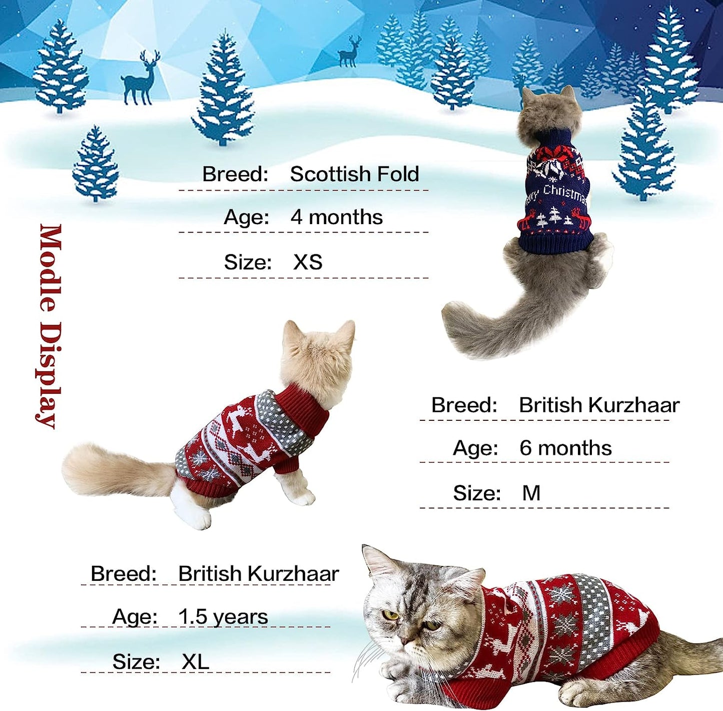 Cooshou 2Pcs Dog Christmas Sweater Cat Christmas Sweater Cat Dog Knitwear Sweater Xmas Pet Clothes Winter Warm Reindeer Snowflake Merry Christmas Cat Sweaters for Small Medium Cats Dogs M Animals & Pet Supplies > Pet Supplies > Dog Supplies > Dog Apparel CooShou   