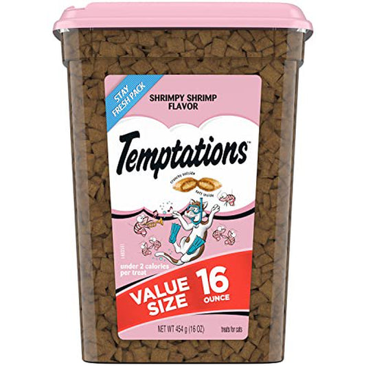 TEMPTATIONS Classic Crunchy and Soft Cat Treats Shrimpy Shrimp Flavor, 16 Oz. Tub Animals & Pet Supplies > Pet Supplies > Cat Supplies > Cat Treats Temptations   