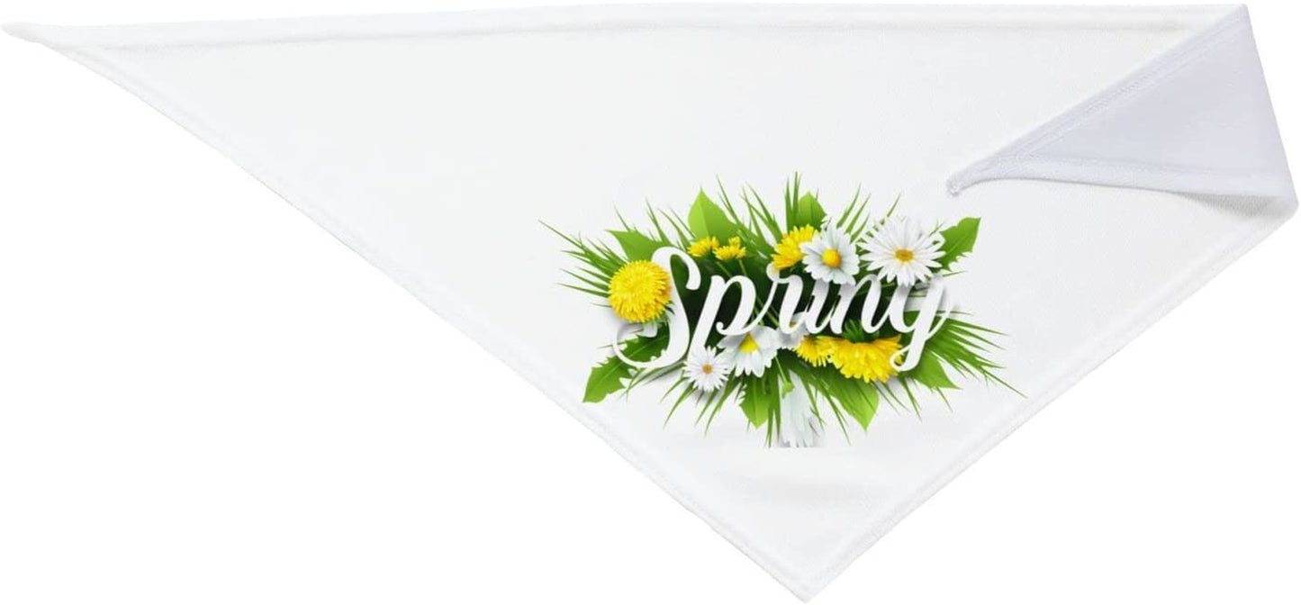 Hello Spring Floral Season Border Pet Dog and Cat Decorative Triangle Scarf,Dog Bandana,Breathable and Stain Resistant. Animals & Pet Supplies > Pet Supplies > Dog Supplies > Dog Apparel ZALTAS   