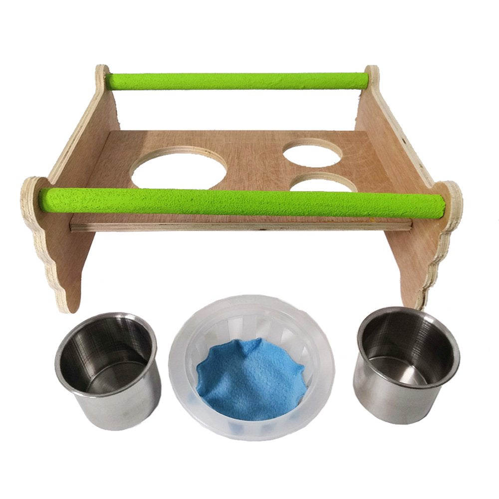 BYDOT Parrot Training Stand Bird Perch Playstand Cockatiel Playground Wood Gym Toys Feeding Cups Exercise and Play for Birds Animals & Pet Supplies > Pet Supplies > Bird Supplies > Bird Gyms & Playstands BYDOT   