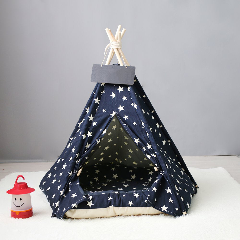 Dog House Animals Pet Teepee Bed Foldable Washable Comfortable Dog Tent with Thick Cushion and Small Black Board for Dog Pet Animals & Pet Supplies > Pet Supplies > Dog Supplies > Dog Houses OurLeeme   