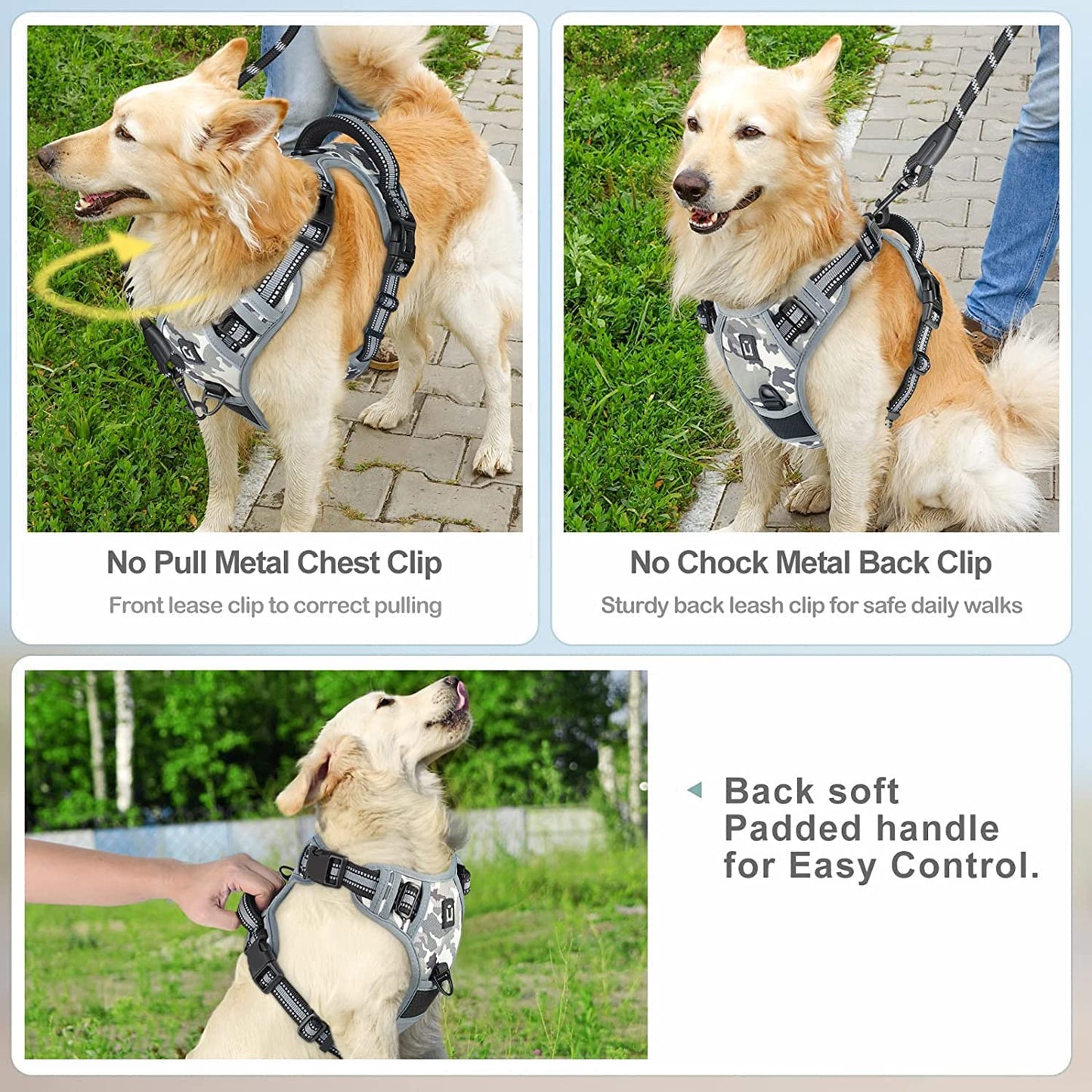 No Pull Dog Harness, [Release on Neck] Reflective Adjustable No Choke Pet Vest with Front & Back 2 Leash Attachments, Soft Control Training Handle for Small Medium Large Dogs Animals & Pet Supplies > Pet Supplies > Dog Supplies > Dog Apparel Waldseemüller   