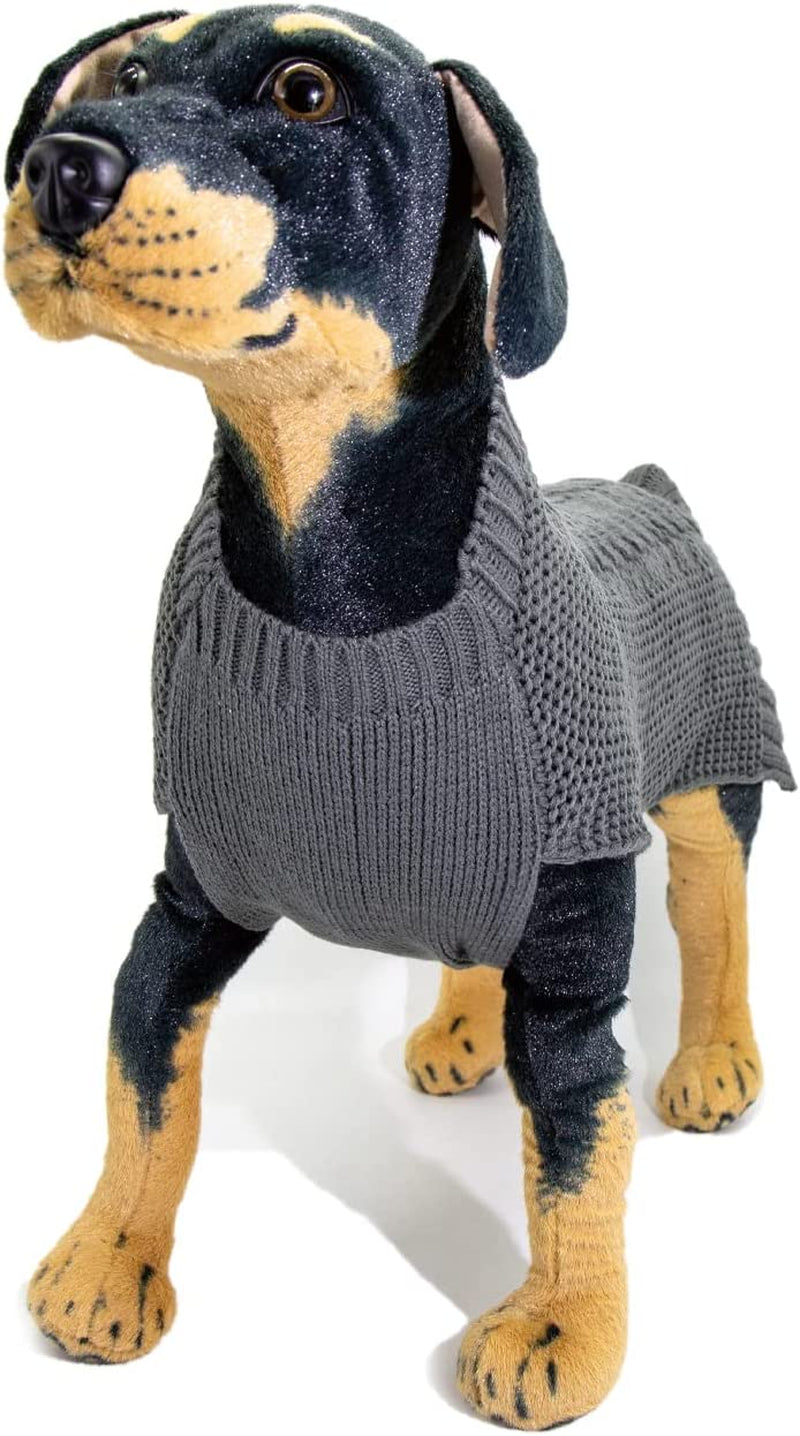 Ganfanren Dogs Sweater Knitted Winter Pullover Pet Coat Clothes (Grey Braided, X-Large) Animals & Pet Supplies > Pet Supplies > Dog Supplies > Dog Apparel Rongcheng Clothing   