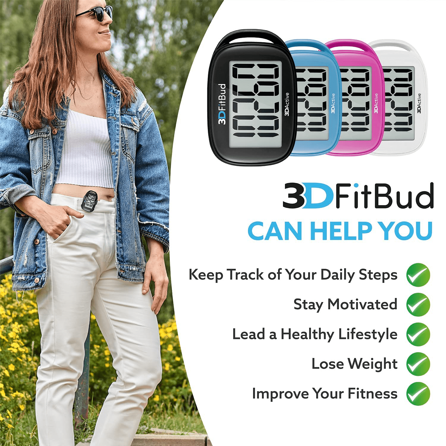 3Dfitbud Simple Step Counter Walking 3D Pedometer with Clip and Lanyard, A420S Animals & Pet Supplies > Pet Supplies > Dog Supplies > Dog Treadmills 3DActive   