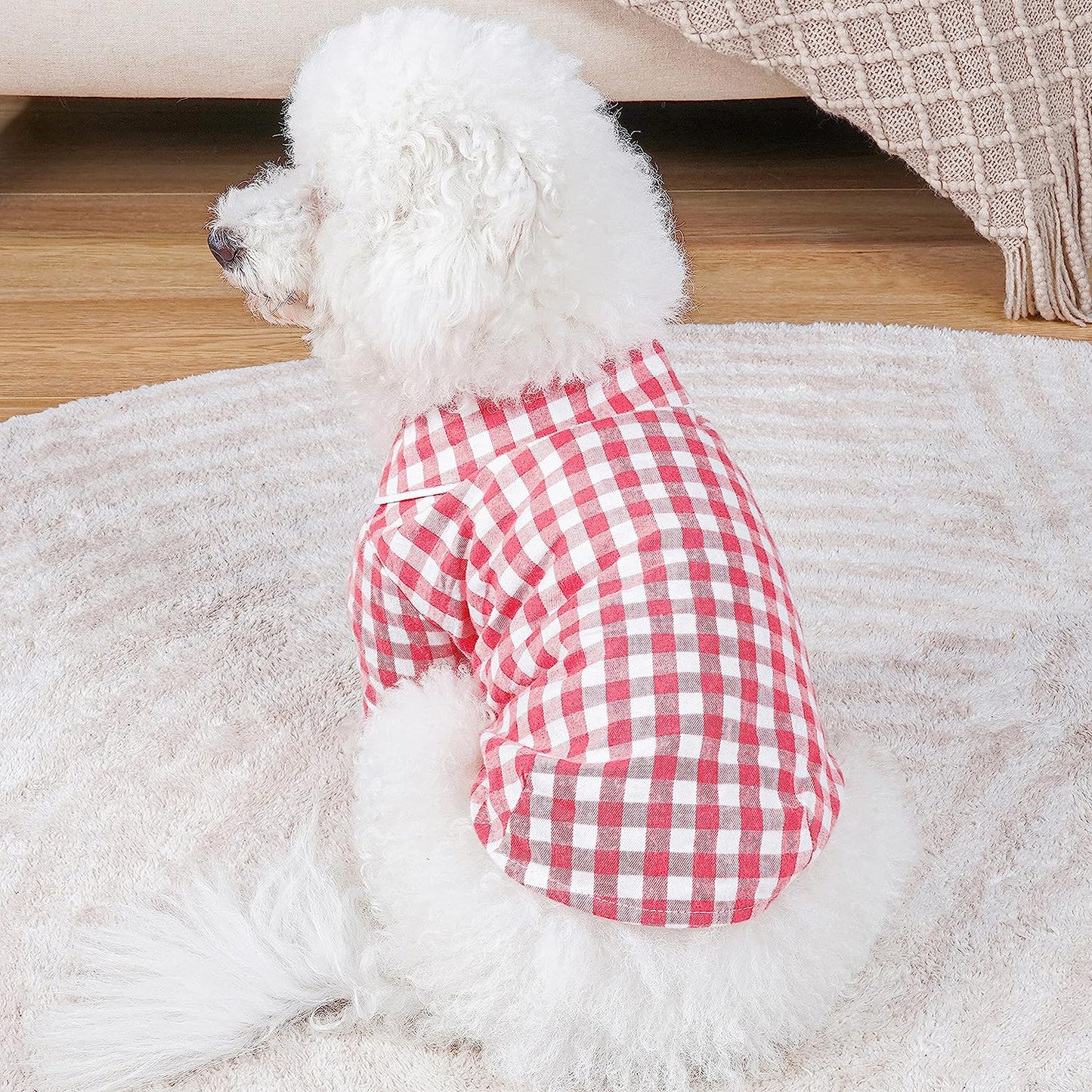Knuffelen Dog Shirt Cotton Plaid Pajamas Puppy Clothes for Small Dogs Cats Stylish Pet Pjs Sleepwear Soft Breathable Pink S Animals & Pet Supplies > Pet Supplies > Dog Supplies > Dog Apparel Knuffelen   