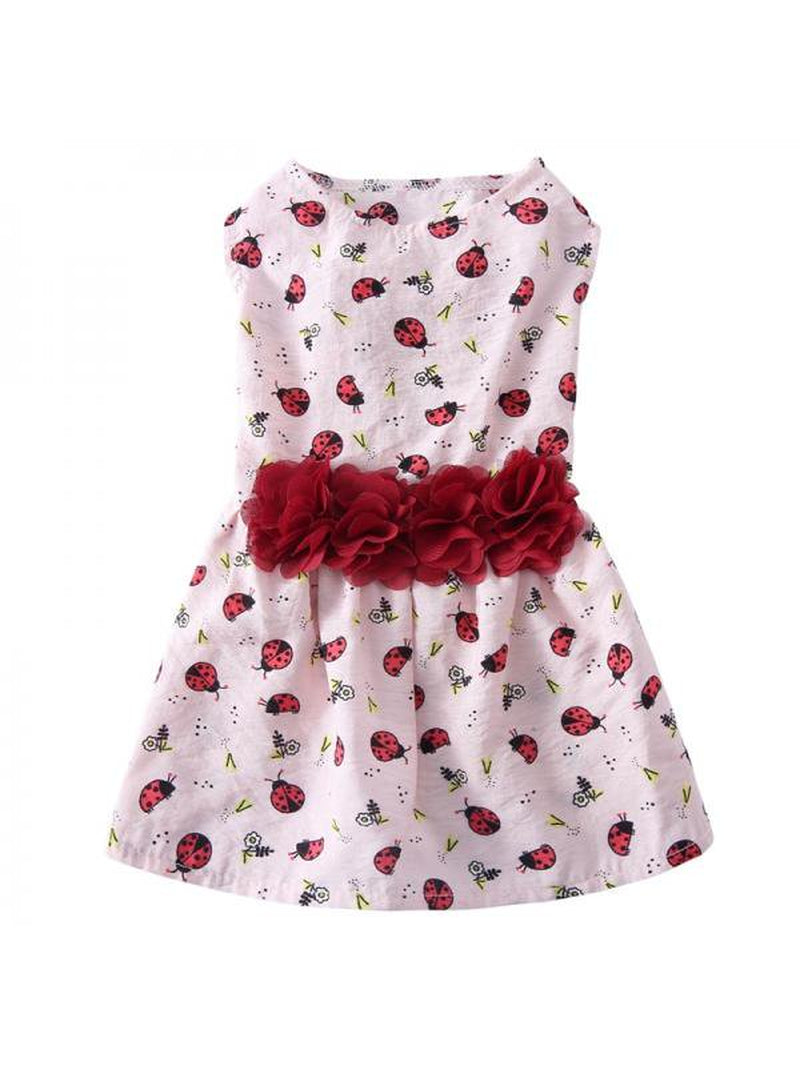 Flower Dog Dress for Pet Clothes Birthday Party Doggie Sundress Puppy Lace Clothes Animals & Pet Supplies > Pet Supplies > Dog Supplies > Dog Apparel Naturalour S Ladybug Flower Dress 
