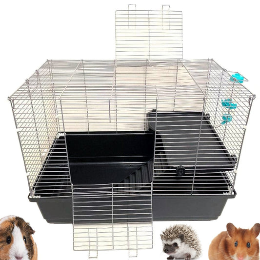 Universal 2-Story Small Animal Critter Home House Habitat Cage Tight 3/8-Inch Bar Spacing for Hamster Guinea Pig Mouse Mice Rat Hedgehog Gerbil