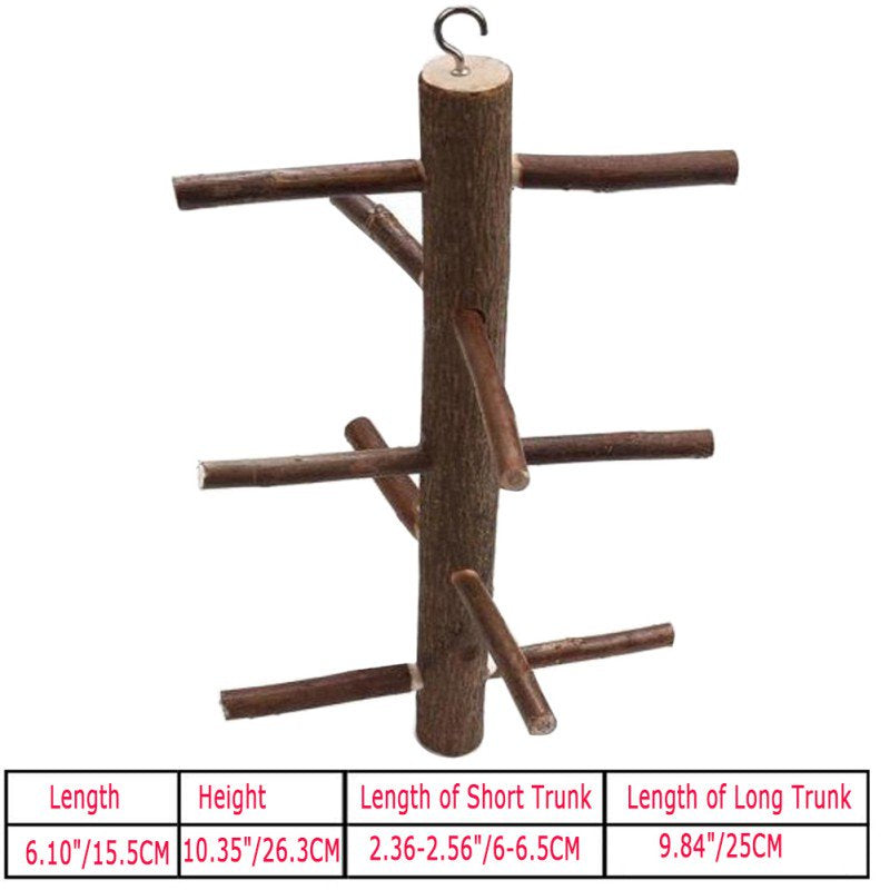 Bird Perch,Natural Wood Bark Rotating Ladder Parrot Cage Stand Toy for Budgies Parakeet Cockatiel Cockatoo Lovebird Animals & Pet Supplies > Pet Supplies > Bird Supplies > Bird Ladders & Perches BAGGUCOR   