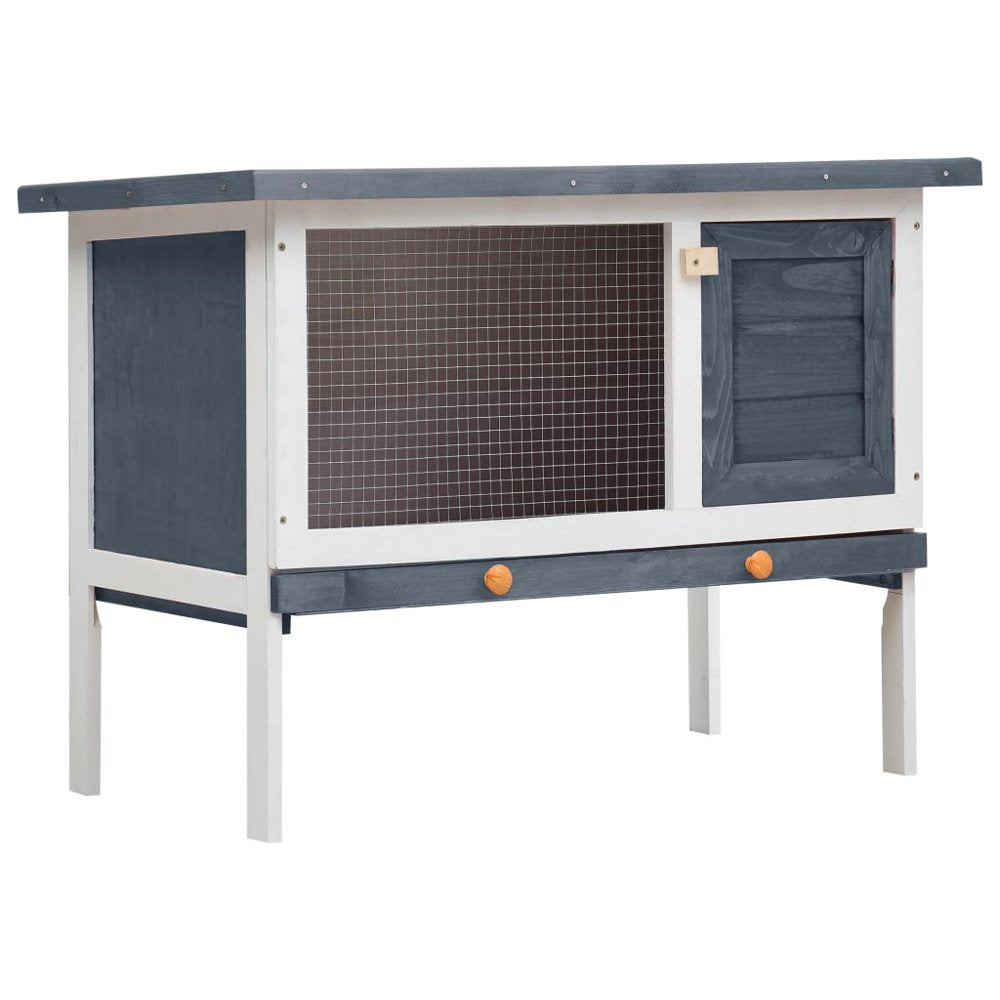 Outdoor Rabbit Hutch 1 Layer Gray Wood,Small Animal Habitats & Cages,Spacious Layout Animals & Pet Supplies > Pet Supplies > Small Animal Supplies > Small Animal Habitats & Cages Mgaxyff   