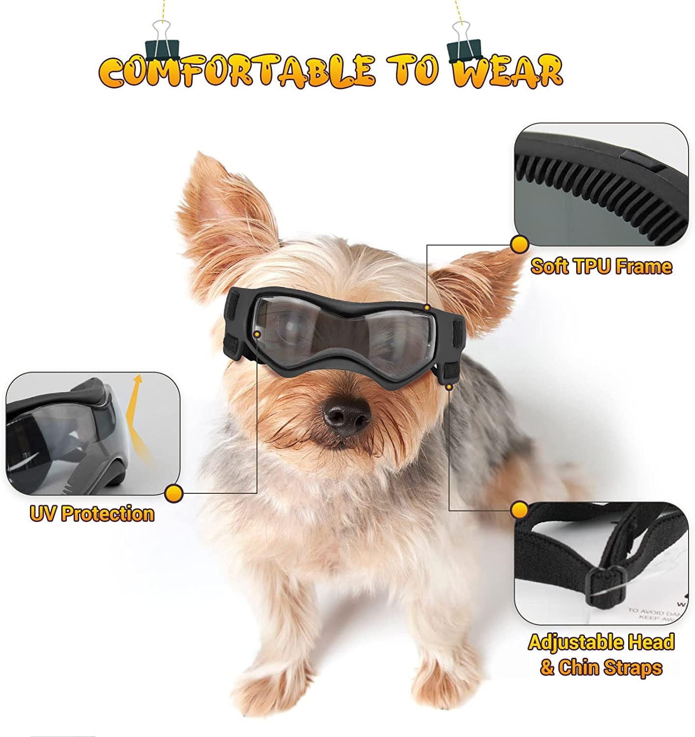 NAMSAN Small Dog Sunglasses UV Protection Goggles Doggy Eye Protection Cat Sunglasses Arc-Shaped Outdoor Puppy Goggles Anti-Fog Glasses for Pets over 5Lb Animals & Pet Supplies > Pet Supplies > Dog Supplies > Dog Apparel Namsan   