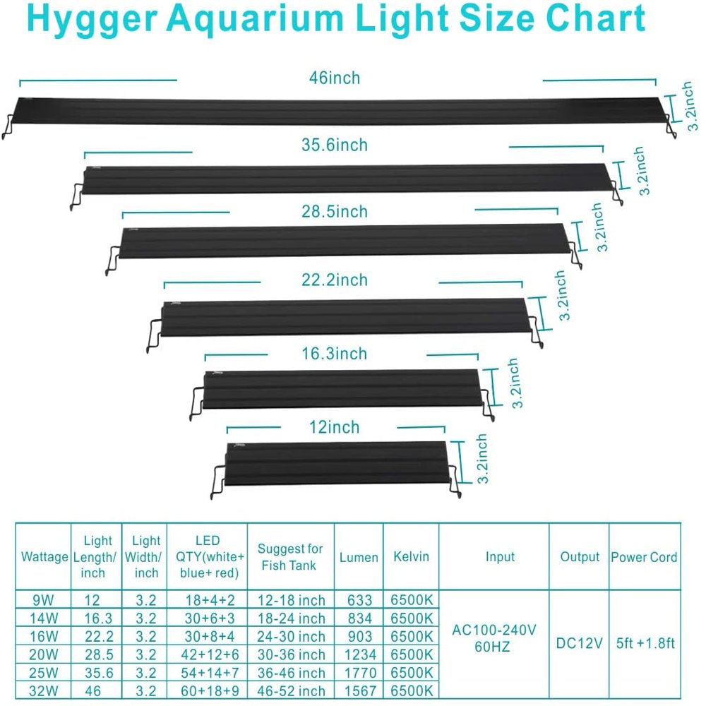 Hygger Colorful LED Aquarium Light for Fish Tank, Plant Marine Full Spectrum Lamp, 9 Watts Animals & Pet Supplies > Pet Supplies > Fish Supplies > Aquarium Lighting hygger   