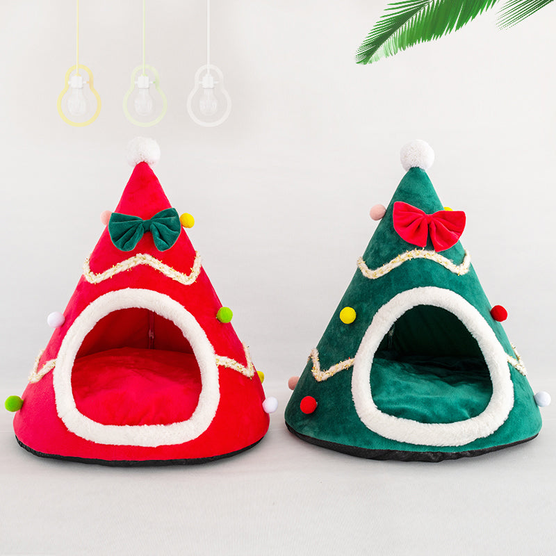 Pet Cat House Dog Bed Puppy Cave Warm Sleeping Bed Christmas Tree Shape Winter Warm Bed for Cats Dog Animals & Pet Supplies > Pet Supplies > Cat Supplies > Cat Beds Ourleeme   