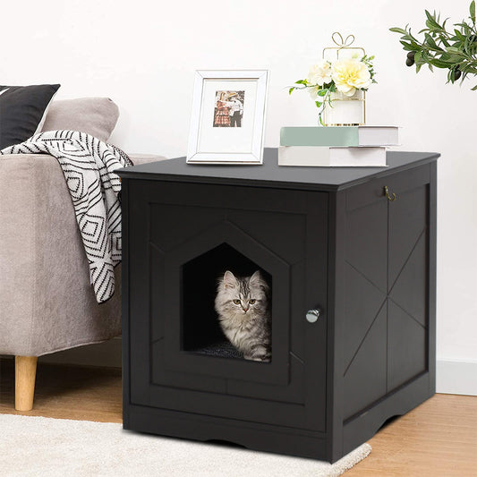 BTMWAY Cat Litter Box Hidden Enclosure for Indoor, Multi-Function Decorative Cat House Side Table, Kitty Washroom Hooded Hidden Pet Box, Cats Furniture Cabinet, Browna6458 Animals & Pet Supplies > Pet Supplies > Cat Supplies > Cat Furniture BTMWAY Style A  