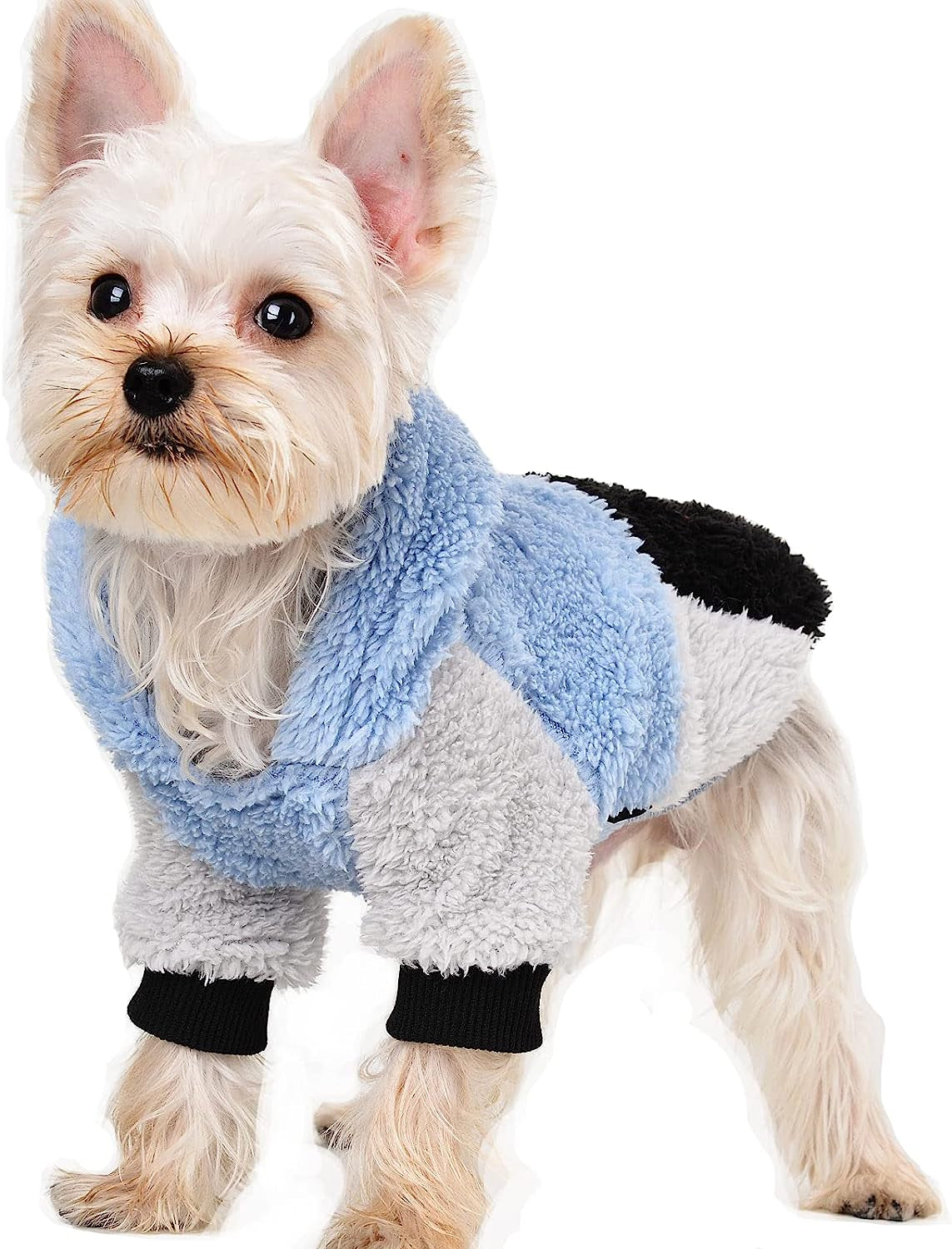 Dog Sweaters for Small Dogs, Fleece Dog Hoodie Clothes, Winter Cute Warm Plaid Leopard Puppy Chihuahua Sweater, Pet Doggie Sweatshirt for Yorkie Teacup, Cat Apparel (Small) Animals & Pet Supplies > Pet Supplies > Dog Supplies > Dog Apparel Sebaoyu Blue Medium 