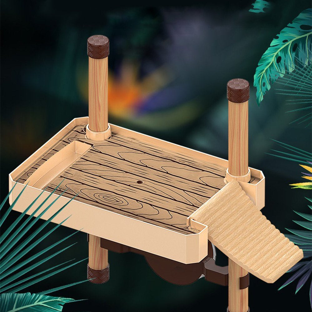 Turtle Tortoise Reptile Pier Floating Climbing Basking Platform Ramp Ladder with Food Water Dish Aquarium Decor Amphibian Leisure Table Animals & Pet Supplies > Pet Supplies > Reptile & Amphibian Supplies > Reptile & Amphibian Food BELUPAI   