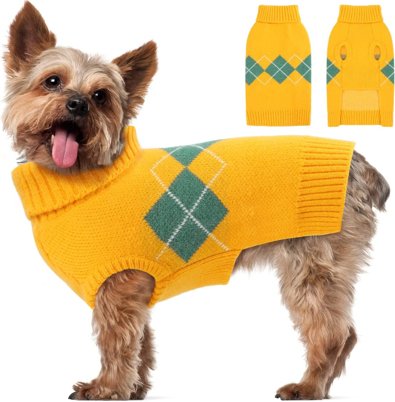 ALAGIRLS Winter Dog Sweater Warm Puppy Clothes,Classic Turtleneck Plaid Cat Sweater,Pullover Christmas Holiday Pet Outfits Apparel for Large Dogs,Pink L Animals & Pet Supplies > Pet Supplies > Dog Supplies > Dog Apparel ALA Yellow Small 