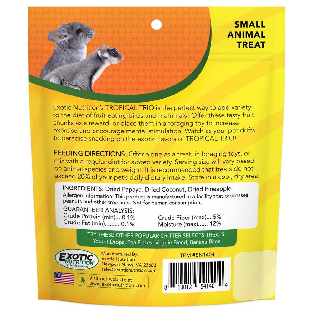 Exotic Nutrition Tropical Trio Dried Fruit Small Pet Treat Animals & Pet Supplies > Pet Supplies > Bird Supplies > Bird Treats Exotic Nutrition   