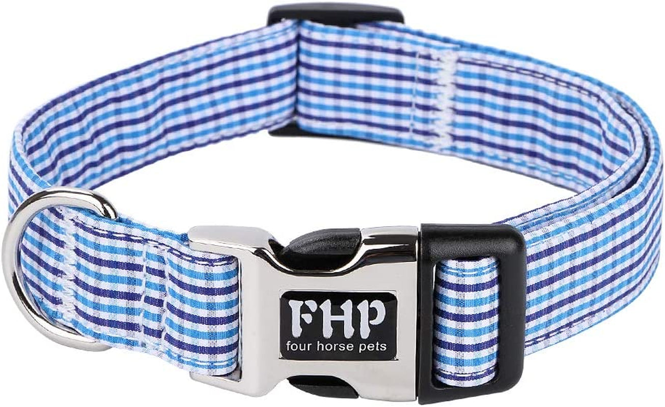 Fourhorse Cute Soft Dog and Cat Collar with Bowtie , Detachable Adjustable Bow Tie Collar Pet Gift (M, Blue Grid) Animals & Pet Supplies > Pet Supplies > Dog Supplies > Dog Apparel Fourhorse   