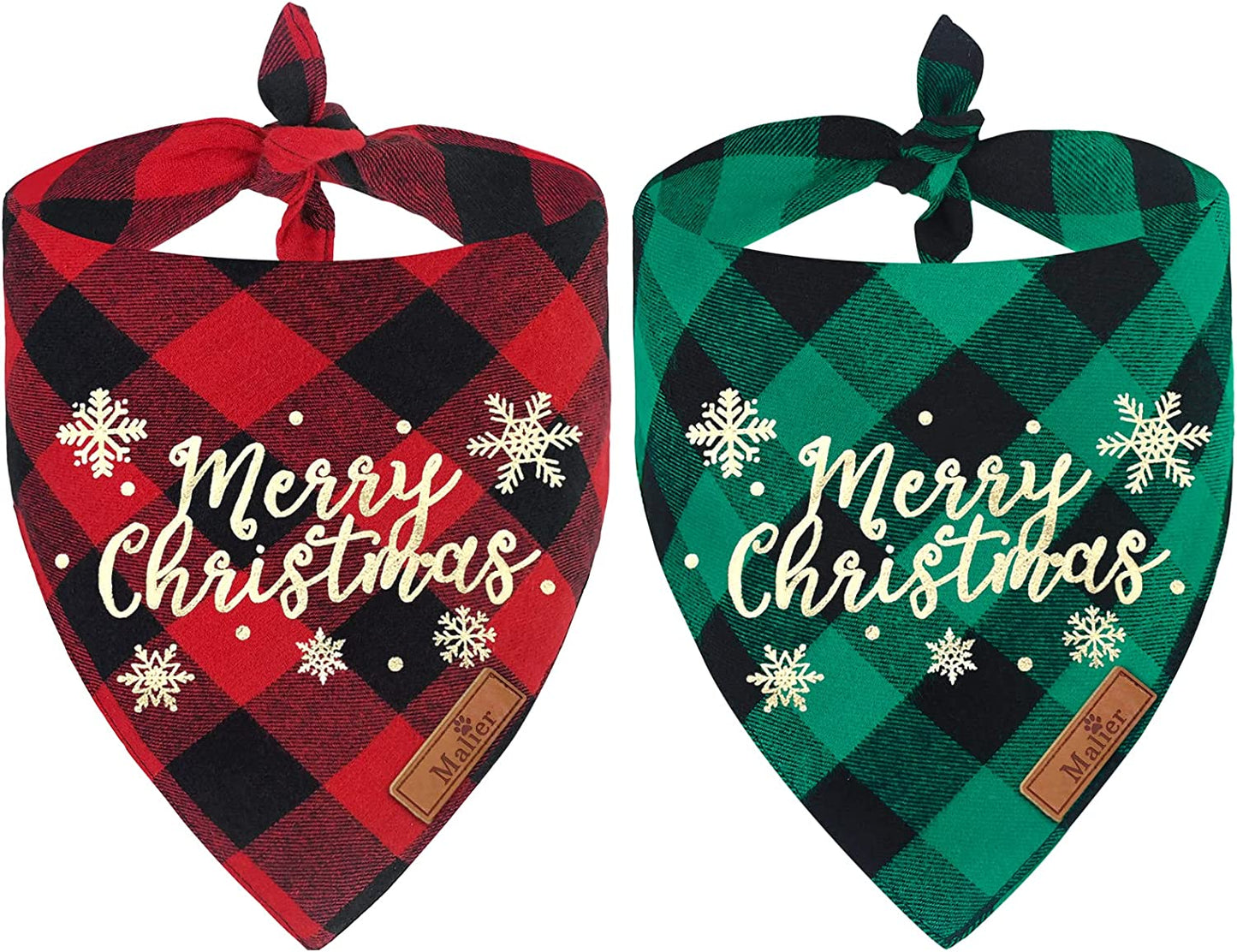 Malier 2 Pack Dog Bandana, Christmas Classic Buffalo Plaid Printing Dog Bandana, Pets Scarf Triangle Bibs Kerchief Dandana Costume Accessories for Small Medium Large Dogs Cats Pets (Large) Animals & Pet Supplies > Pet Supplies > Dog Supplies > Dog Apparel Malier Green + Red Large 