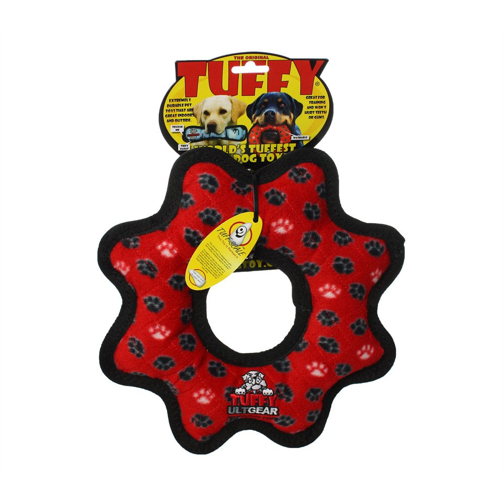 Tuffy Ultimate Gear Ring Red Paw, Durable Squeaky Dog Toy Animals & Pet Supplies > Pet Supplies > Dog Supplies > Dog Toys VIP Products   