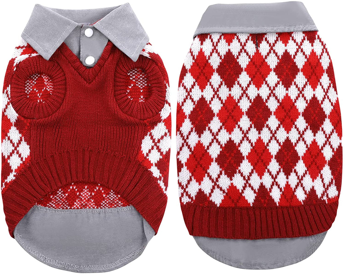 LETSQK Dog Sweater Dog Knitted Pet Clothes Classic Dog Winter Outfit with Plaid Argyle Patterns Warm Dog Sweatshirt with Polo Collar for Small Medium Puppies Dogs Cats, Green, L Animals & Pet Supplies > Pet Supplies > Dog Supplies > Dog Apparel LETSQK Orange X-Small 