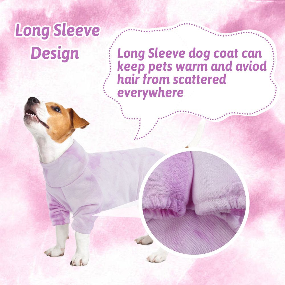 ROZKITCH Dog Pajamas Turtleneck Onesie Soft Breathable Stretchy Cotton Purple Tie Dye Shirt 4 Lges Basic Jumpsuit Light Clothes Apparel Outfit for Puppy and Cat Small Medium Large Dog