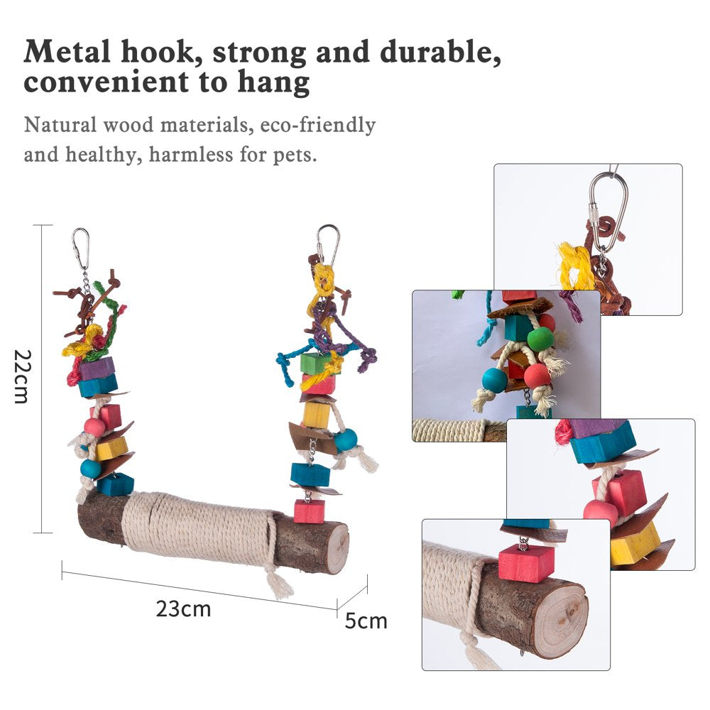 HOMEGEEK Bird Swing Perch for Birds Chewing Toy Parrot Chew Toy Bird Cage Hanging Training Toy Accessories