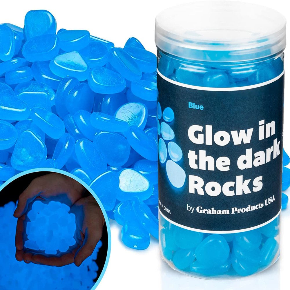 Graham Products Glow in the Dark Rocks 190PCS, Glowing Fish Tank Pebbles - Indoor/Outdoor Yard Décor; Garden/Aquarium/Planter/Walkway/Driveway, Multi