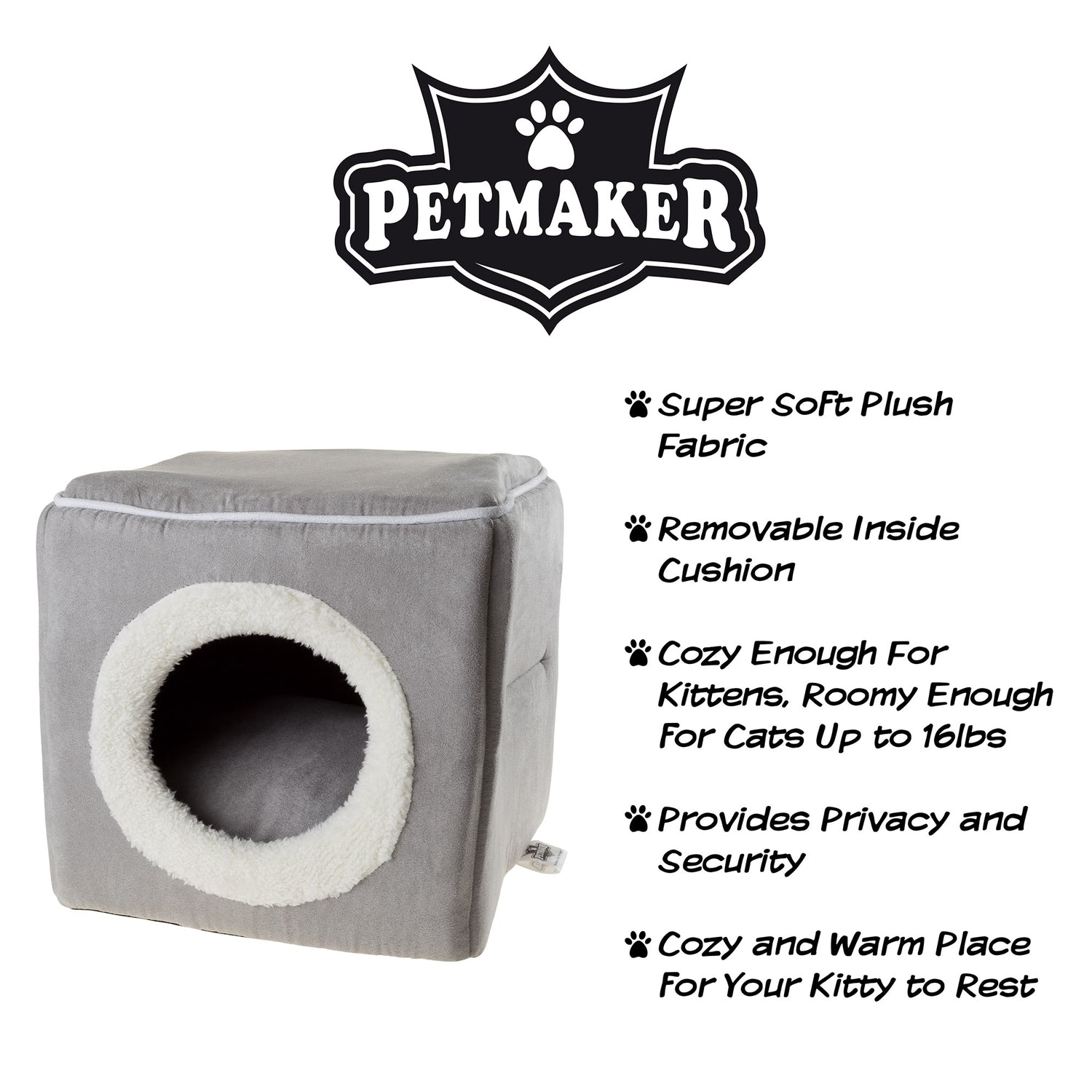 Petmaker Covered Cave Pet Cat Bed, Gray Animals & Pet Supplies > Pet Supplies > Cat Supplies > Cat Beds Trademark Global   