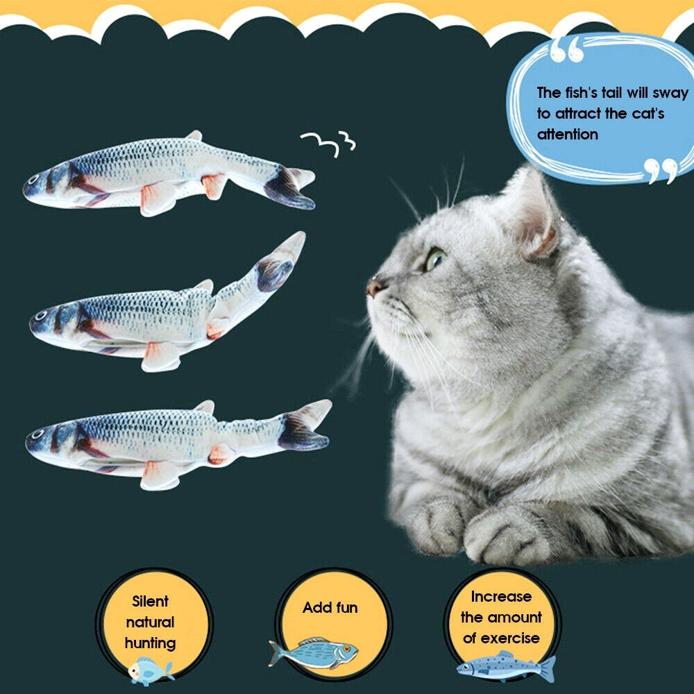 USB Charging Simulation Fish Toys 3D Fish Cat Toy Interactive Gifts Cat Mint Fish Kitten Carp Toy Animals & Pet Supplies > Pet Supplies > Cat Supplies > Cat Toys HOTBEST   