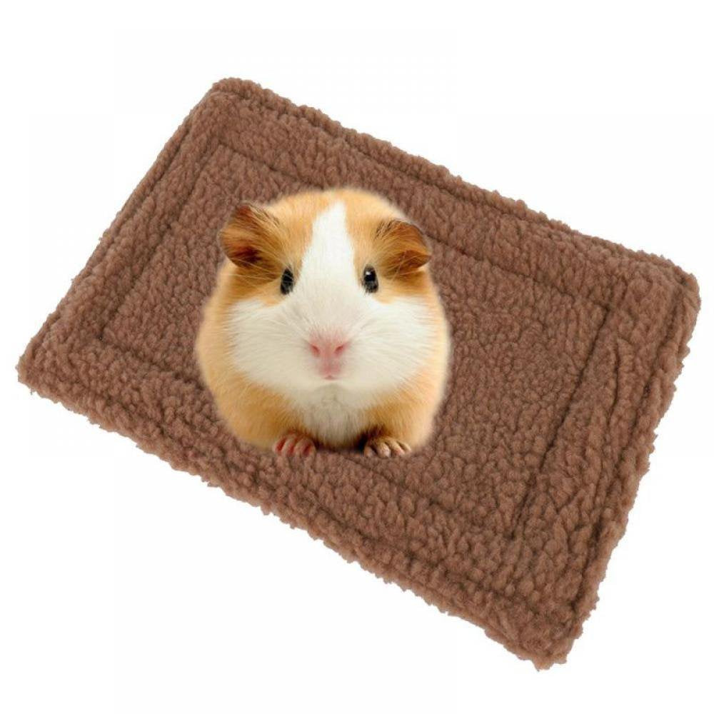 Small Animal Blanket Mat Hamster Rabbit Cat Kitten House Pad Quilt Double Sided Fleece Warm Nest Bedding Cover Pet Accessories Animals & Pet Supplies > Pet Supplies > Small Animal Supplies > Small Animal Bedding 742088768 Light coffee  