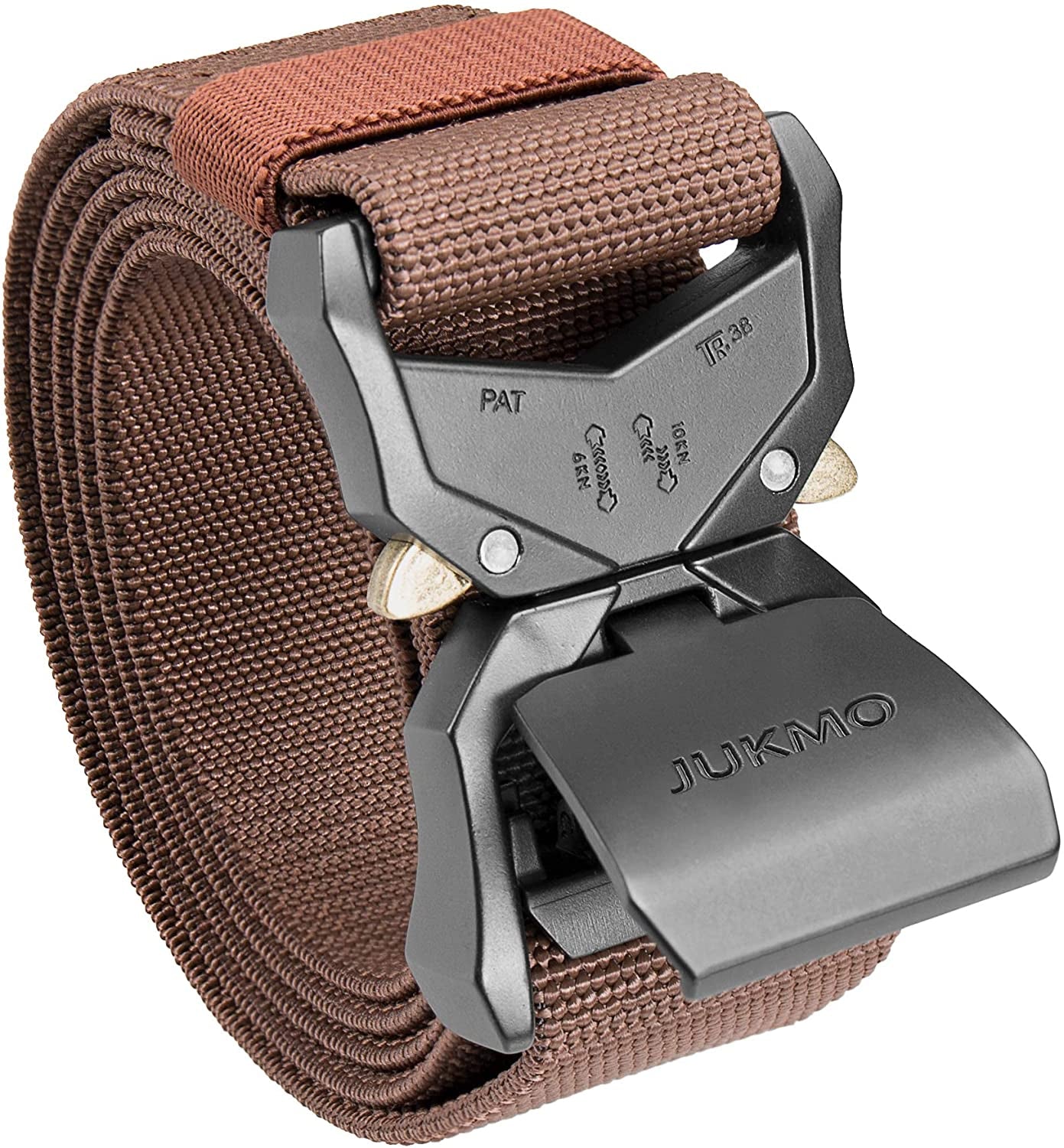 JUKMO Tactical Belt, Military Hiking Rigger 1.5" Nylon Web Work Belt with Heavy Duty Quick Release Buckle Animals & Pet Supplies > Pet Supplies > Dog Supplies > Dog Apparel JUKMO Coffee Small-for Waist 30"-36" (Length 45") 