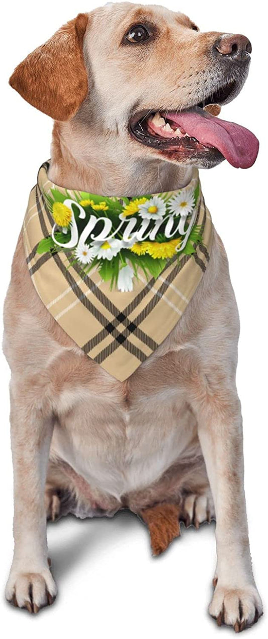 Hello Spring Floral Season Border Pet Dog and Cat Decorative Triangle Scarf,Dog Bandana,Breathable and Stain Resistant. Animals & Pet Supplies > Pet Supplies > Dog Supplies > Dog Apparel ZALTAS   