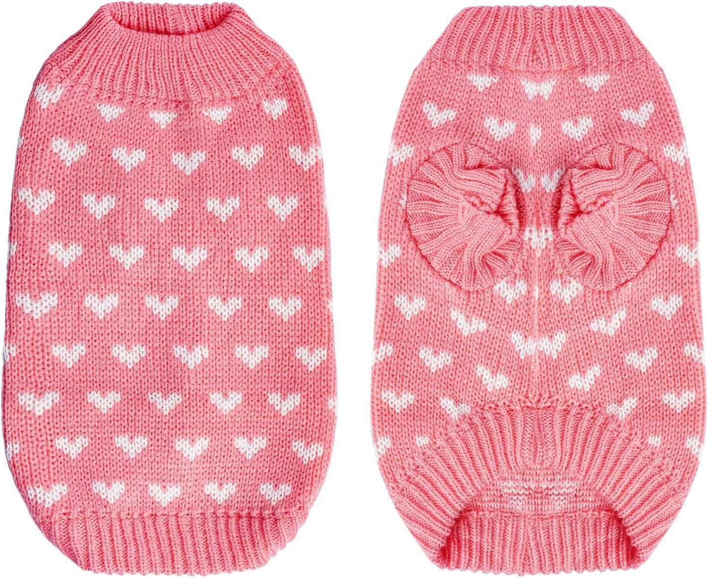 Dxhycc Dog Knitted Sweater Dog Heart Sweater Puppy Sweater Warm Soft Pet Holiday Clothes for Medium Cats and Dogs (Pink, M) Animals & Pet Supplies > Pet Supplies > Dog Supplies > Dog Apparel Dxhycc   