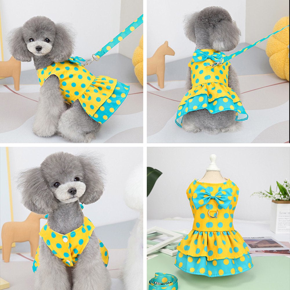 Shenmeida Dog Dresses for Small Dogs Summer Harness with Leash Bow-Knot Girl Dog Clothes Apparel Pet Cat Skirt Costume Outfits Puppy Clothing Animals & Pet Supplies > Pet Supplies > Cat Supplies > Cat Apparel shenmeida   
