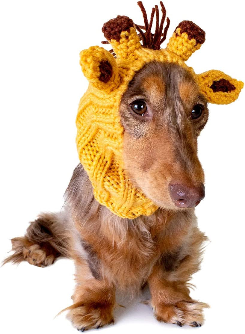 Zoo Snoods Giraffe Costume for Dogs, Large - Warm No Flap Ear Wrap Hood for Pets, Dog Outfit for Winters, Halloween, Christmas & New Year, Soft Yarn Ear Covers Animals & Pet Supplies > Pet Supplies > Dog Supplies > Dog Apparel Zoo Snoods 1 Small 