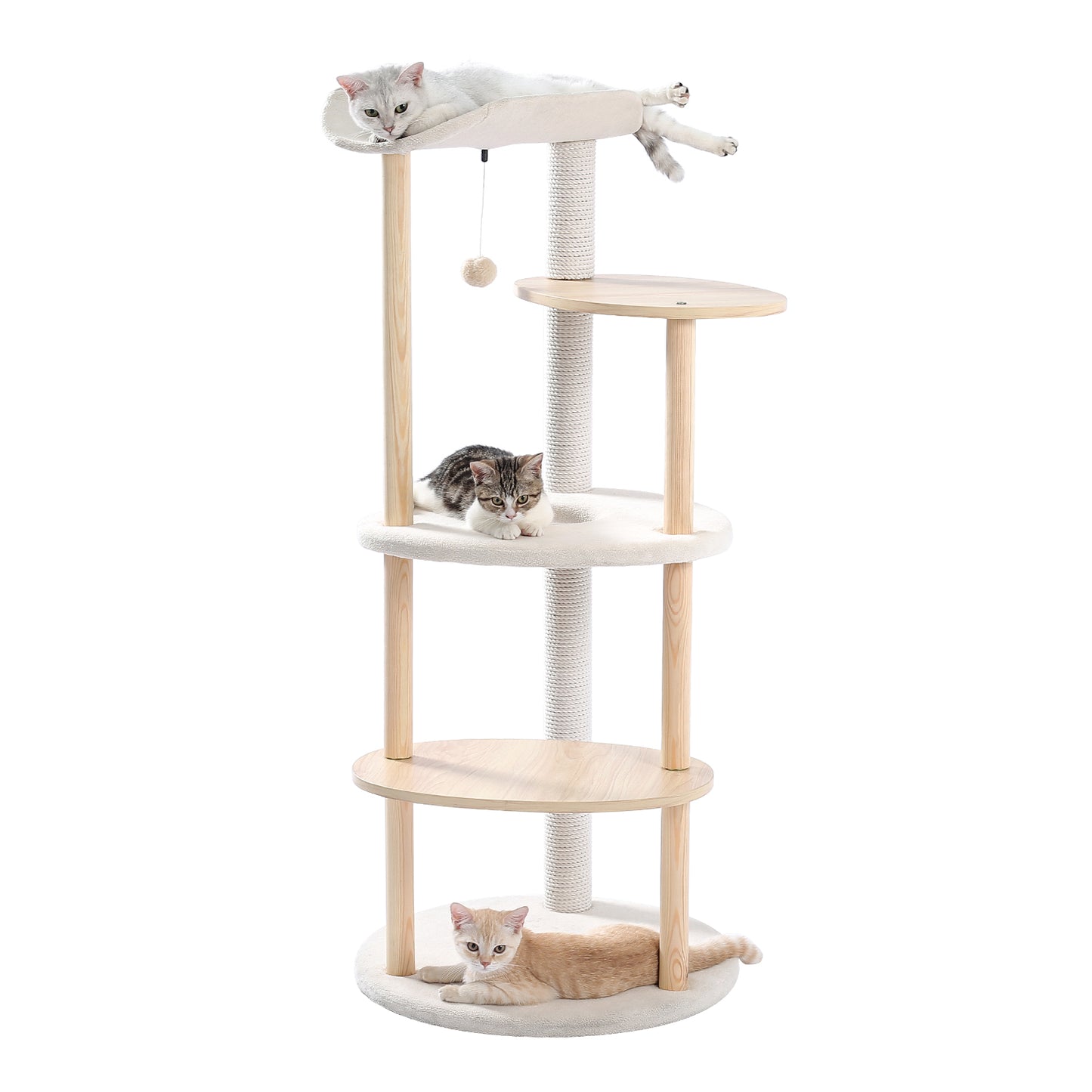 PAWZ Road 38.2" Wooden Cat Tree Towers Modern Cat Furniture, Beige Animals & Pet Supplies > Pet Supplies > Cat Supplies > Cat Furniture PAWZ Road 49 in  