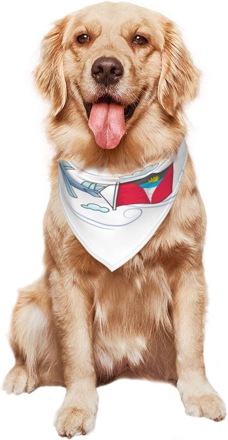 Airplane with Flag Antigua and Pet Dog and Cat Decorative Triangle Scarf,Dog Bandana,Breathable and Stain Resistant. Animals & Pet Supplies > Pet Supplies > Dog Supplies > Dog Apparel ZALTAS   